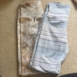 Stylish Women's Leggings - Beige and Blue